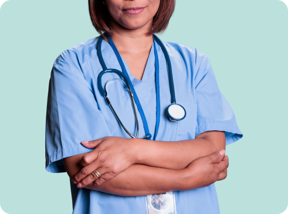 Clinician with green background